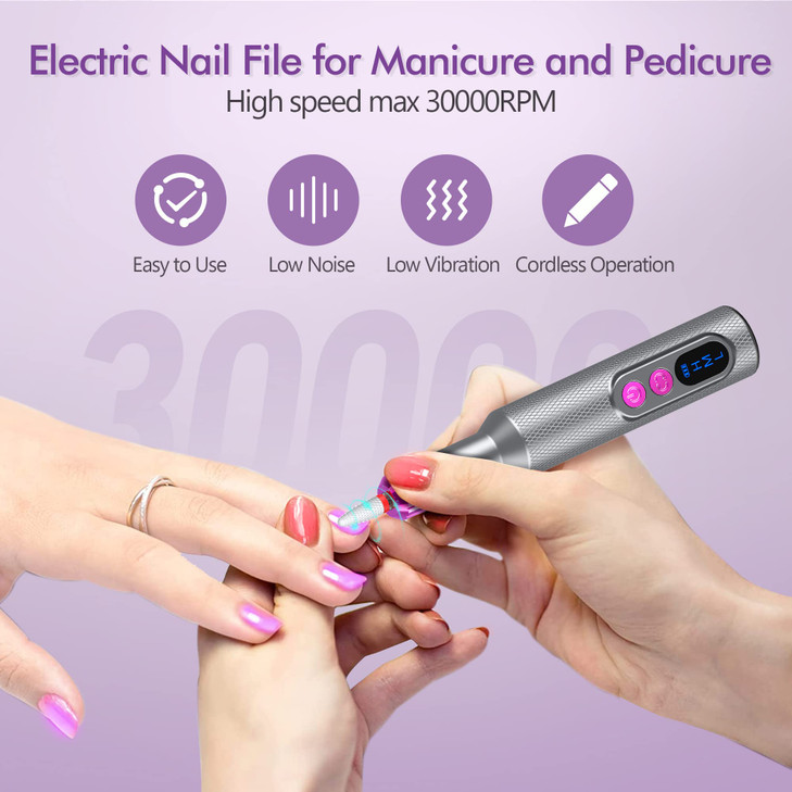 Nail Drill Cordless Electric Nail Filer Professional EFile Nail Drill Kit for Acrylic Gel Nails Manicure Pedicure Polish