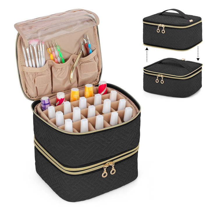 LUXJA Detachable 2 Layers Nail Polish Organizer Hold 40 Bottles 15ml 05 floz Nail Polish Case with Tools Storage Pockets