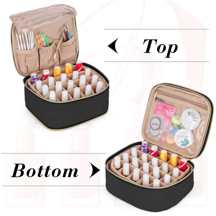 LUXJA Detachable 2 Layers Nail Polish Organizer Hold 40 Bottles 15ml 05 floz Nail Polish Case with Tools Storage Pockets