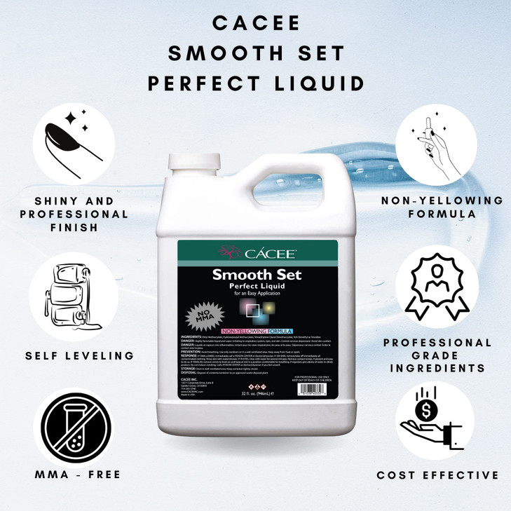 Cacee Smooth Set Perfect 32 oz NonYellowing Acrylic Liquid Monomer Monomer Acrylic Nail Liquid for Superior Adhesion Low