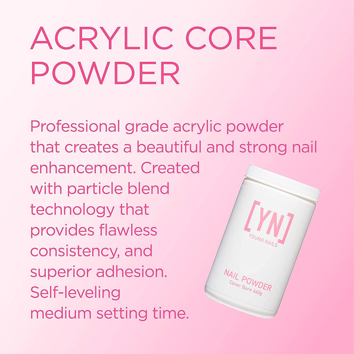 Young Nails Acrylic Core Powder SelfLeveling Acrylic Nail Powder Clear Nude Pink White Acrylic Powder for Nail Extenstio