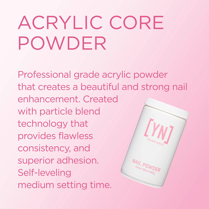 Young Nails Acrylic Core Powder SelfLeveling Acrylic Nail Powder Clear Nude Pink White Acrylic Powder for Nail Extenstio