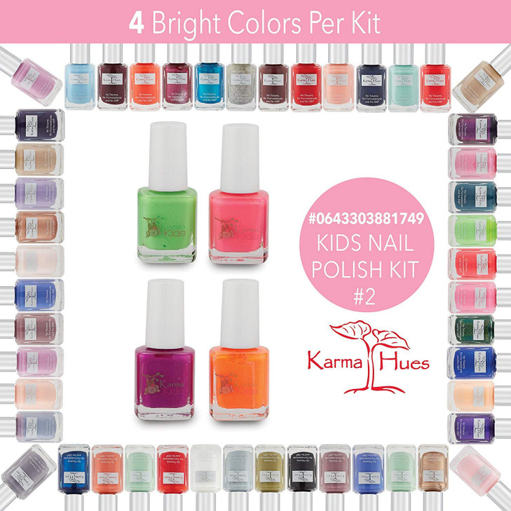 Karma Kids Nail Polish Box Set No 2 Natural Safe Nail Polish for Little Girls NonToxic Vegan and Cruelty Free Quick Dry