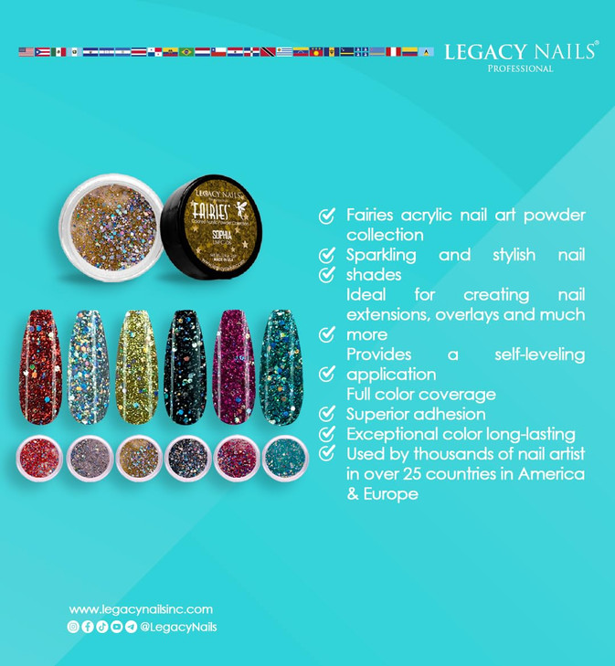 Legacy Nail Acrylic Powder Collections 6 Colors Professional Nail Art Powder Set Manicure DIY for Dip Acrylic Nail Exten