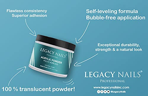 Legacy Nails Professional CLEAR ACRYLIC POWDER 113g 4oz HighQuality FastDrying Formula for Nail Extensions Sculpting Ove