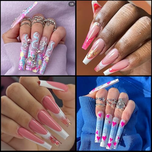 UNA GELLA Soft Gel Nail Tips XXL 432pcs Square Coffin No C Curve Clear Tapered Straight Nail Tips 2 Style For Salon Home