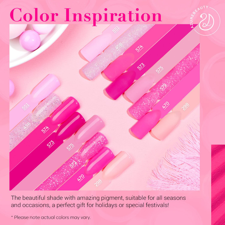 AZUREBEAUTY Dip Powder Nail Starter Kit with Matte Coat 8 Hot Pink Glitter Neon Summer Color Dipping Powder Liquid Set w