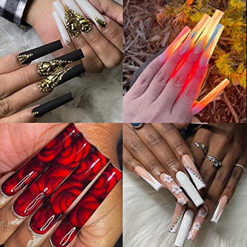 UNA GELLA Nail Tips Square XXL Tips 120 PCS No C Curve Gel Tips Extra Long Square Straight Nails Half Fake Nail Tips No