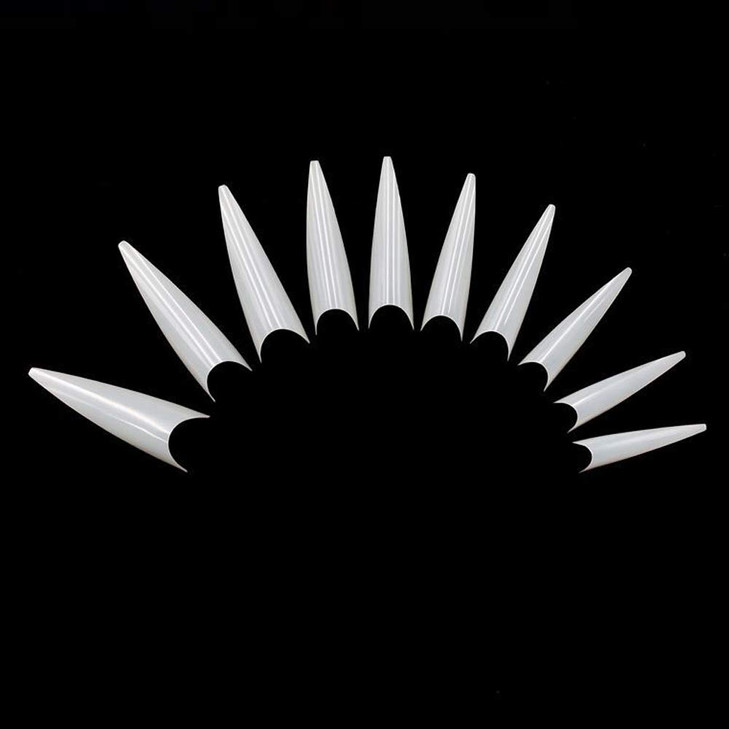 Long Stiletto Natural Nail Tips Acrylic Half Cover Pointed Fake Nails Long Claw False Artificial Tips 600pcs 10 Sizes Wi