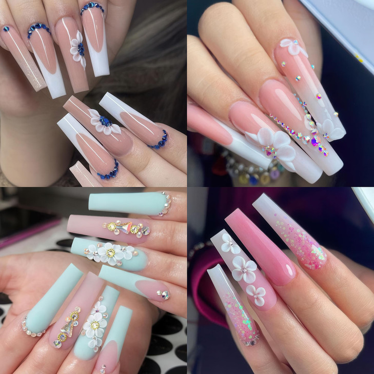 UNA GELLA XXL Coffin Nails Tips Full Cover 216pcs Extra Long Coffin Nail Tips No C Curve Clear Coffin Ballerina Nail Tip