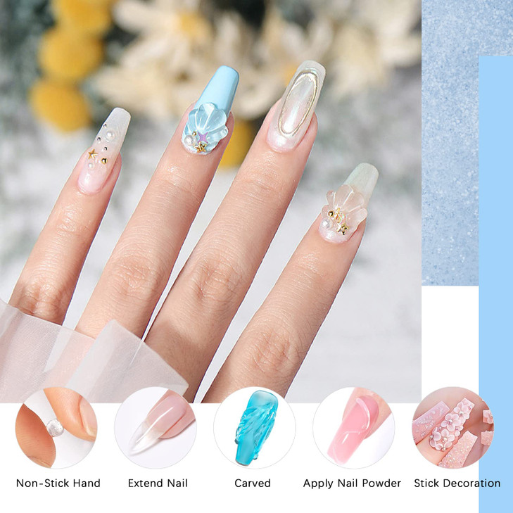 Solid Gel Builder for Nails 50g Large Capacity Clear NonStick 3D Carving Gel for Nail art Hand Nail Extension Art Hard G