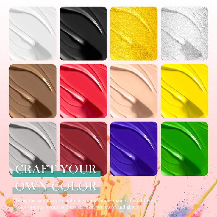 12 Colors Painting Gel Gel Nail Polish Kit with Painting Drawing Nail Brush Pen Soak Off UV LED Gel Polish Set Gel Paint