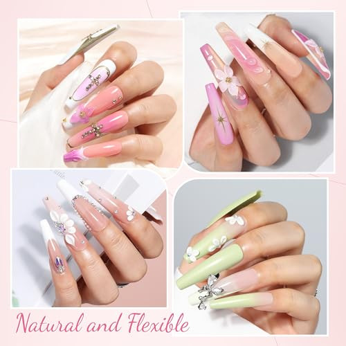 UNA GELLA Coffin Fake Nails Tips Extra Long 216 PCS XXL Coffin Acrylic Fake False Nails Tips Long Ballerina Nail Tips wi