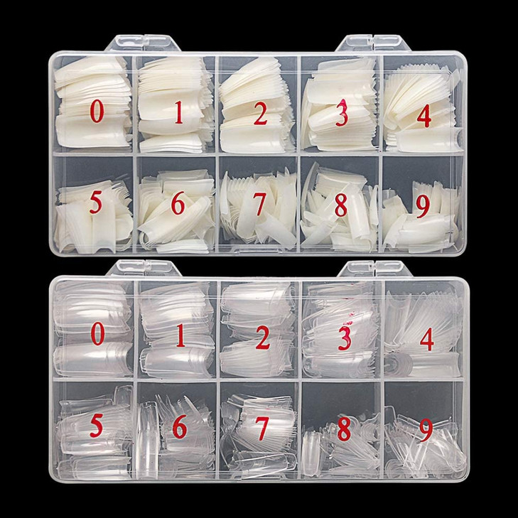 krofaue Nail Tips Lady French Style Acrylic Artificial Half Cover False Nail Tips with Box Ideal for Salons and Home DIY