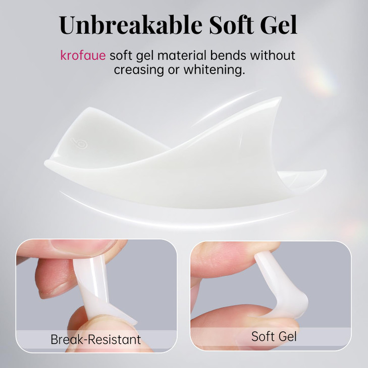 krofaue Nail Tips Lady French Style Acrylic Artificial Half Cover False Nail Tips with Box Ideal for Salons and Home DIY