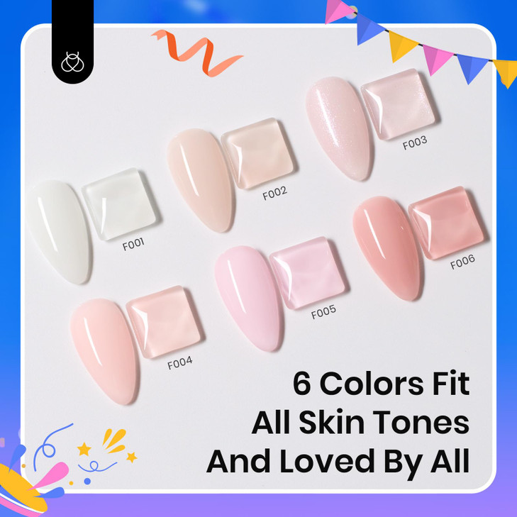 Beetles Rubber Base Builder Nail Gel White Nude Pink Glitter French Tip Base Color Gel Polish Set for Manicure Strengthe