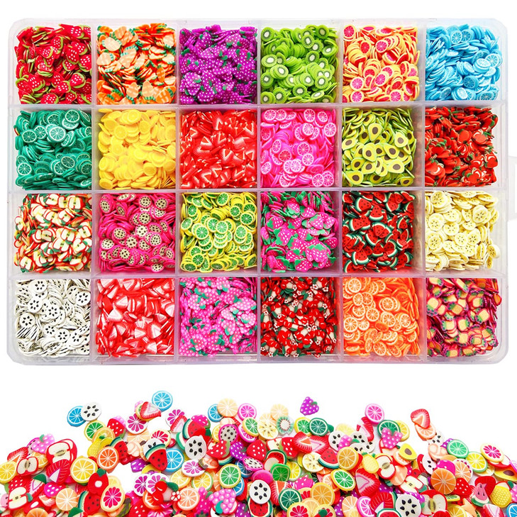 16800Pcs Fruit Slices Fruit Nail Art Slices Polymer Clay Slice Nail 3D Polymer Slice Colorful DIY Nail Art Supplies for