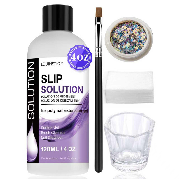 LOUINSTIC Poly Nail Gel Slip Solution 4oz Slip Solution for Poly Nail Extension Gel AntiStick Slip Solution for Nails Br