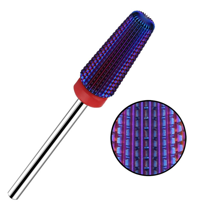 Lavinda 5 in 1 Fine Grit Tapered Nail Drill Bit for Acrylic Gel Removal Carbide Tungsten Steel Left Right Hand Use Profe