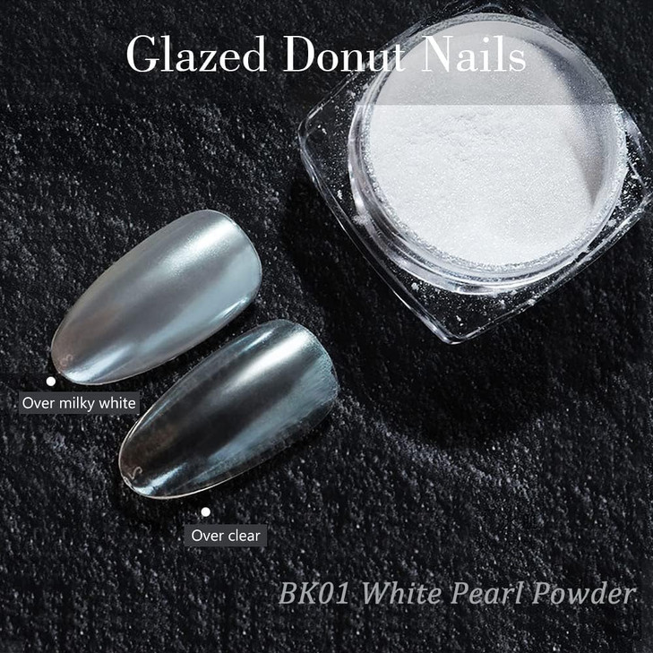 Pretty Diva White Pearl Chrome Nail Powder 2 Colors Pearl Nail Powder Ice Transparent Aurora Chrome Nail Powder High Glo