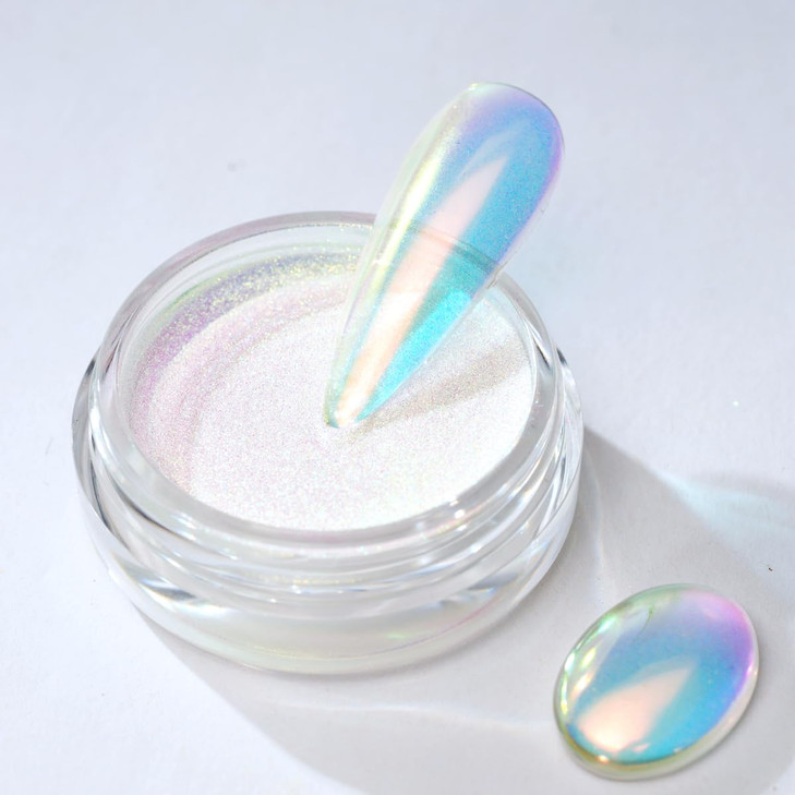 Pretty Diva Mermaid Chrome Nail Powder Unicorn Chrome Nails Powder Aurora Iridescent Powder Pigment for Nails Opal Mica