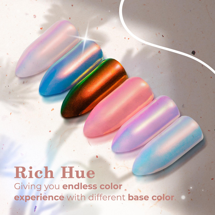 Pretty Diva Mermaid Chrome Nail Powder Unicorn Chrome Nails Powder Aurora Iridescent Powder Pigment for Nails Opal Mica