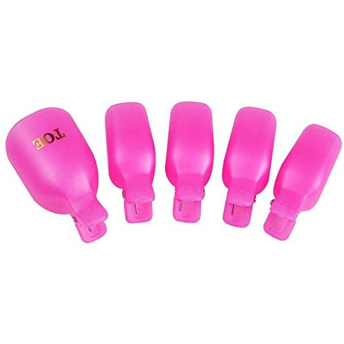 Yimart Pack of 10 Reusable Plastic Toenail Nail Art Soak Off Cap Clip UV Gel Polish Remover Wrap Tool Rose red