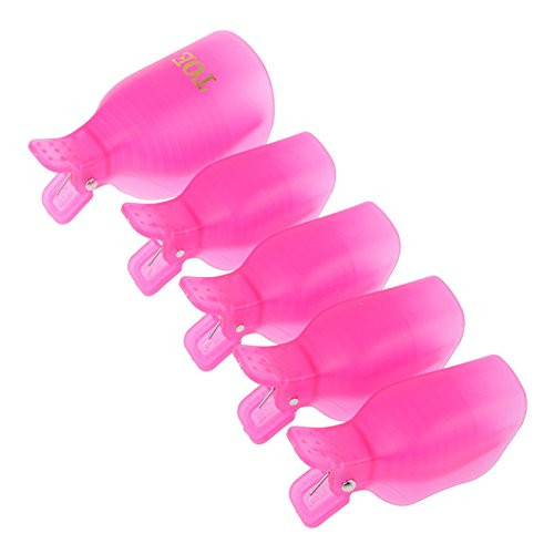 Yimart Pack of 10 Reusable Plastic Toenail Nail Art Soak Off Cap Clip UV Gel Polish Remover Wrap Tool Rose red