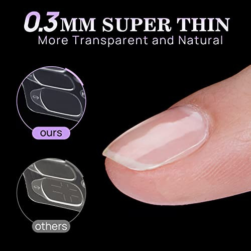 BTArtbox 10 Sheets 15 Sizes Ultra Thin Waterproof Nail Stickers for Fake Nails 300PCS Double Sided Jelly Nail Sticky Tab