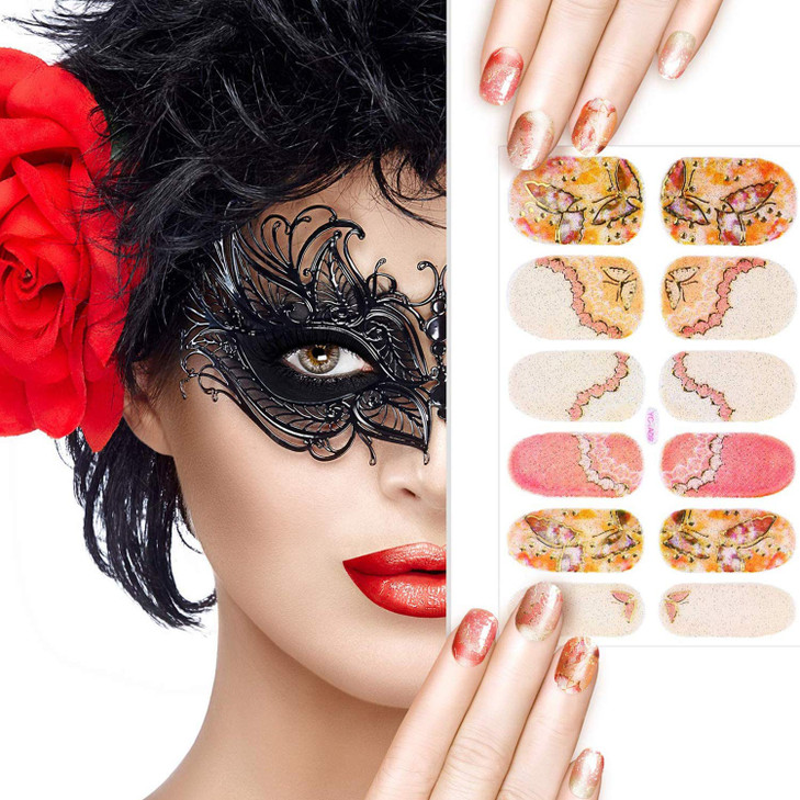 Maitys 224 Pcs 16 Sheets Full Wrap Nail Stickers Gradient Polish Stickers SelfAdhesive Nail Art Decal Strips with 2 Pcs