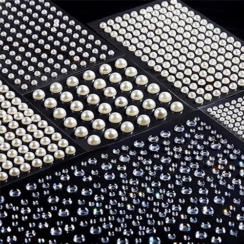 Teenitor 2662 Pcs Hair Pearls Hair Gems Face Gems Hair Pearls Stick On Face Jewels Face Hair Gems 34568mm Stick on Gems
