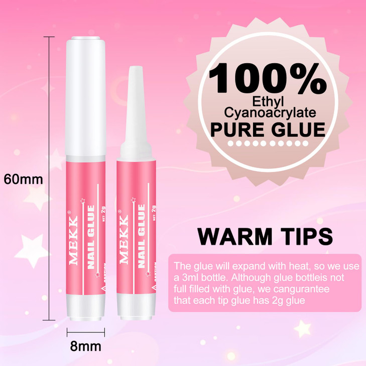 MEKK Nail GlueSuper Strong LongLasting Nail Glue for Acrylic NailsPress OnsBroken NailsProfessional Adhesive for Nail Ar