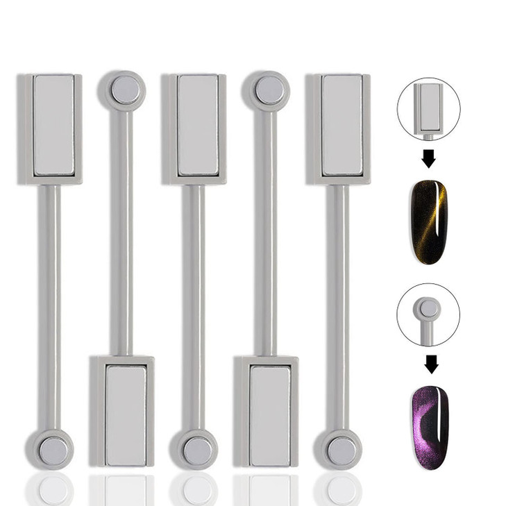 JERCLITY 5 Pieces Nail Magnet Stick Cat Eye Magnet Tool DoubleHeaded Nail Art Magnet Stick Set Magnet Wand Strong Magnet