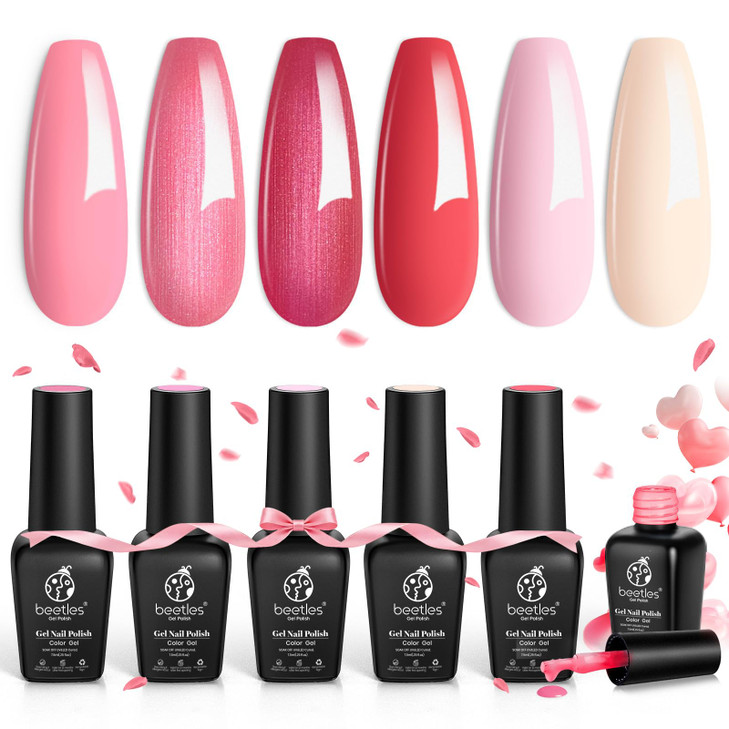 Beetles Pink Gel Nail Polish Nude Pink Rose Red Milky White Gel Polish Set Sweetheart Candies Collection Soak Off UV LED