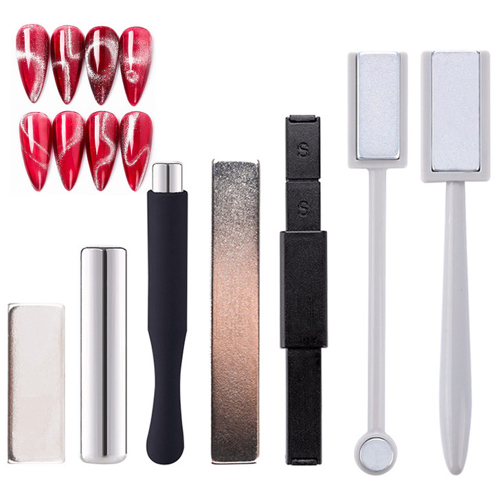 JERCLITY 7 Pcs Cat Eye Magnet for Nails DoubleHead Nail Magnetic Stick MultiFunction Magnet Board Square Thickened Cat E