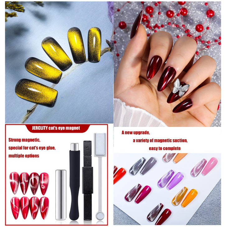 JERCLITY 7 Pcs Cat Eye Magnet for Nails DoubleHead Nail Magnetic Stick MultiFunction Magnet Board Square Thickened Cat E