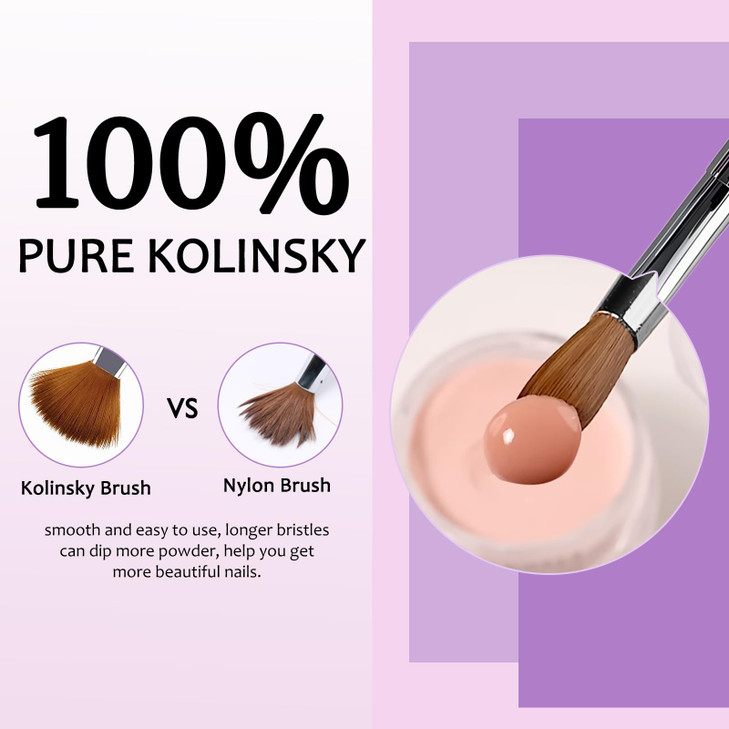 Acrylic Nail Brush 100 Kolinsky Sable Hair Brush for Acrylic Application Professional SalonGrade Tools with Box for Nail