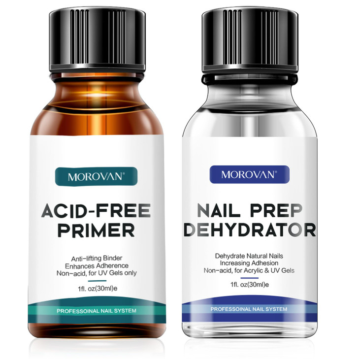 Morovan Nail Primer And Natural Nail Prep Dehydrate Set Fast Air Dry For Gel Polish Acrylic Powder Gel Primer and Dehydr