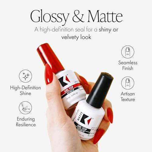 KUPA Gelfinity Soak Off Gel Base Glossy Top Matte Top Coat NoWipe 05 Fl Oz Clear Base Glossy Matte 05 Fl Oz Pack of 3