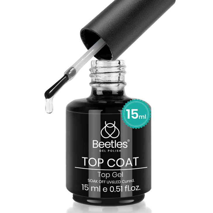 beetles Gel Polish No Wipe Gel Top Coat Clear Color Top Coat Gel Nail Polish Shine Finish and Long Lasting Soak Off Nail