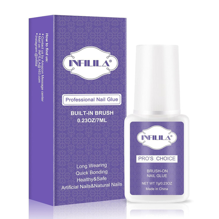 NXJ INFILILA Nail Glue Professional Brush On Nail Glue Nail Glue for Acylic Nails Nail Glue for Press On Nails Fasle Nai