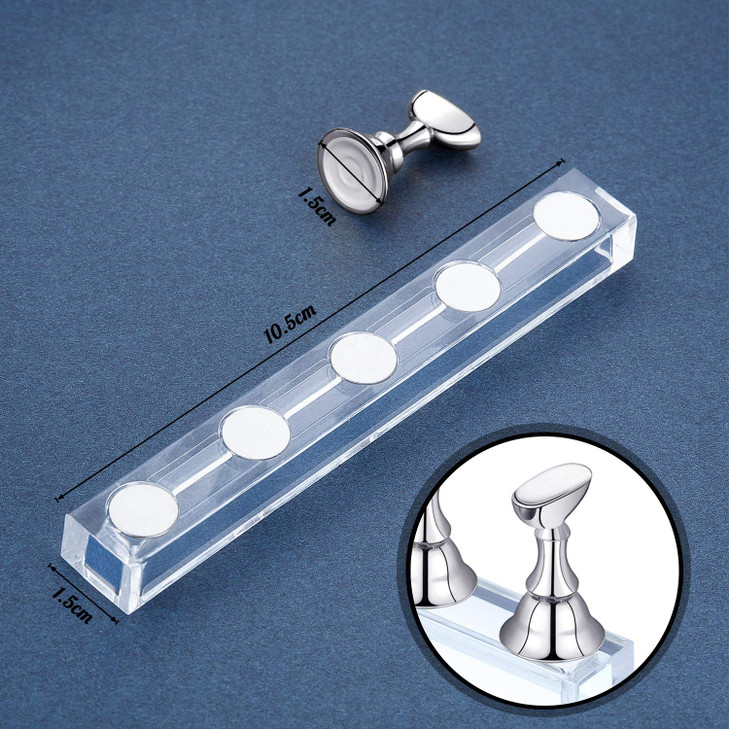 Blulu 2 Sets Nail Stand for Press on Acrylic Nails Display Practice Magnetic Fake Nail Holder for Painting Nails for Fal