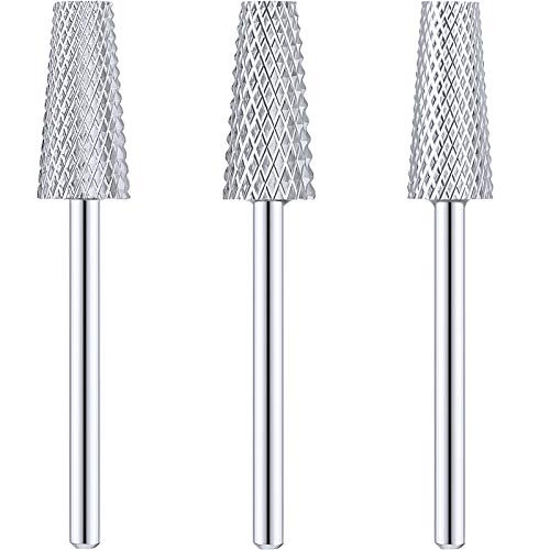 3 Pieces Tapered Barrel Carbide Nail Drill Bit 3 Sizes Carbide Nail Drill Bit Acrylic File Cuticle Art Tools for Gel Man
