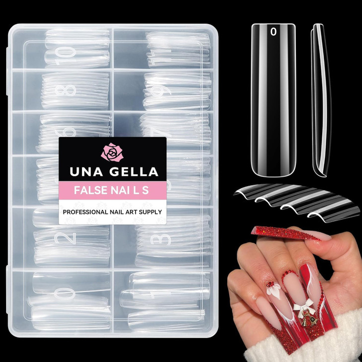 UNA GELLA Nail Tips Square Fake Gel Nails Tips 120 PCS No C Curve XXL Extra Long Full Cover Square Straight Curved Taper