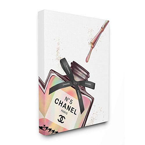 Stupell Industries Makeup Nail Polish Brush Rainbow Drip Fashion Design Canvas Wall Art MultiColor
