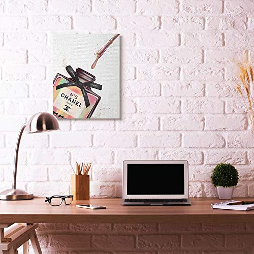 Stupell Industries Makeup Nail Polish Brush Rainbow Drip Fashion Design Canvas Wall Art MultiColor