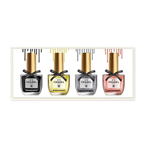 Stupell Industries Makeup Collection Nail Polish Yellow Pink Grey Fashion Design Wall Plaque MultiColor