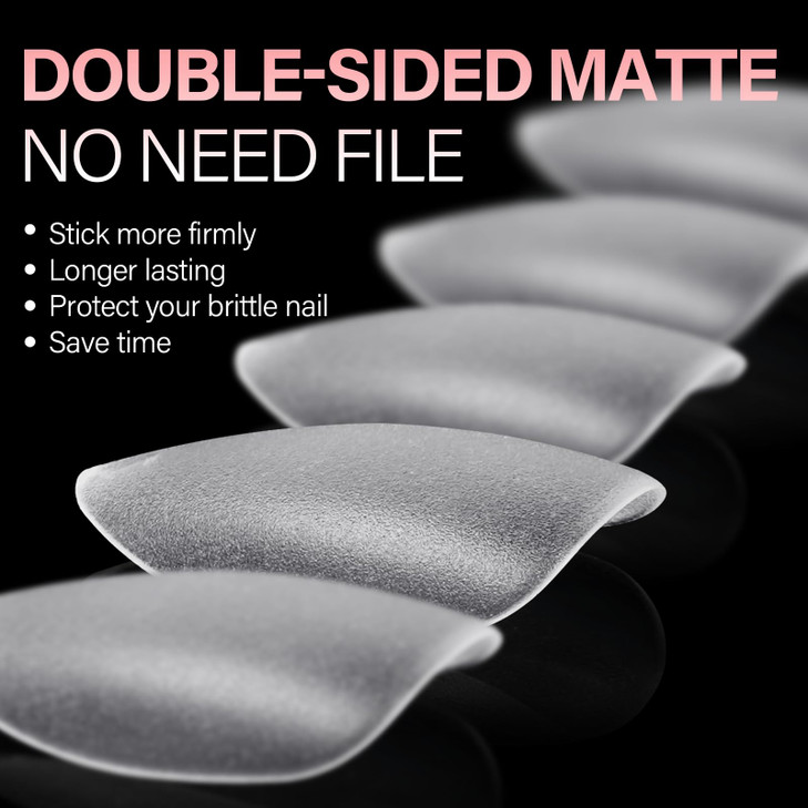 AILLSA Short Almond Nail Tips 450PCS Acrylic Gel Doublesided Matte Clear PreBuff Gel Nail Tips No Need Base Coat Press o