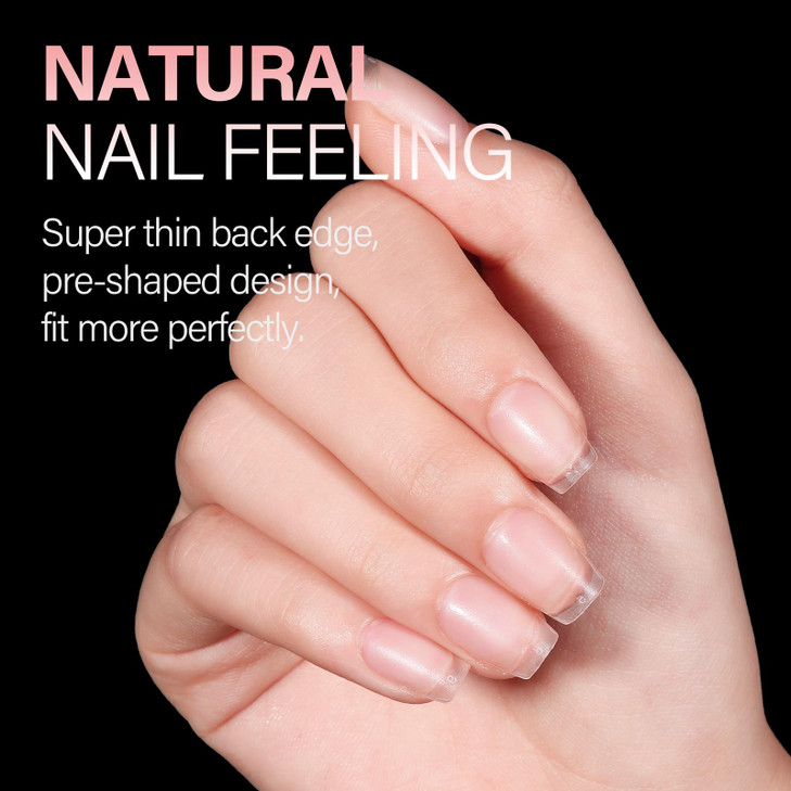 AILLSA Extra Short Coffin Nail Tips 240 PCS Upgraded Matte Gel Full Cover Nails Tips No Filed Preshaped Clear Acrylic Fa