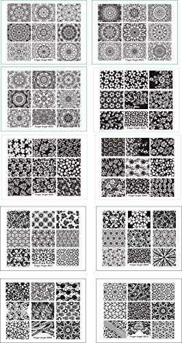 Finger Angel 10Pcs Nail Art Stamping Plates 1 Nail Stamper 1 Nail Scraper Nail Art Image Stamp Stamping Plates Manicure